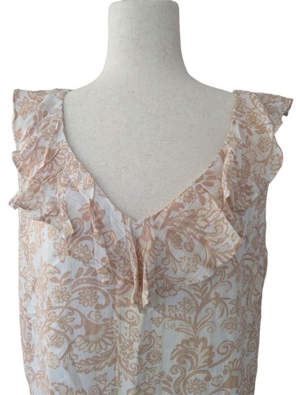 NWT LOFT Shimmer Ruffle V-Neck Shell - Picture 6 of 15